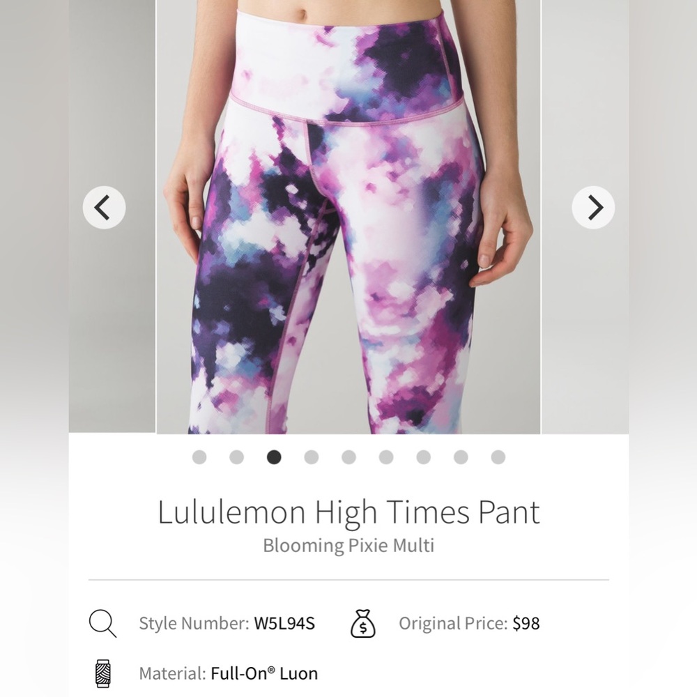 Lululemon High Times Blooming Pixie Leggings Size 4